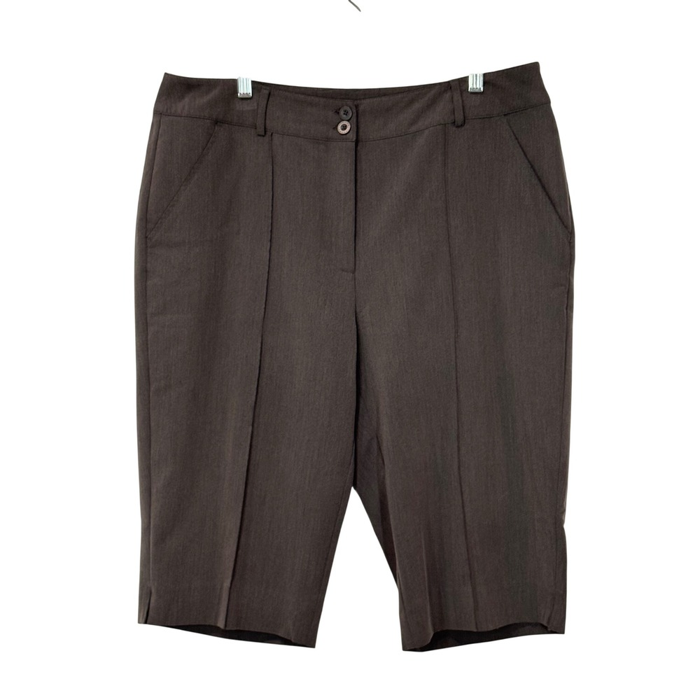 Tehama Shorts Womens 14‎ Gray Bermuda Dress Shorts Flat Front Stretch